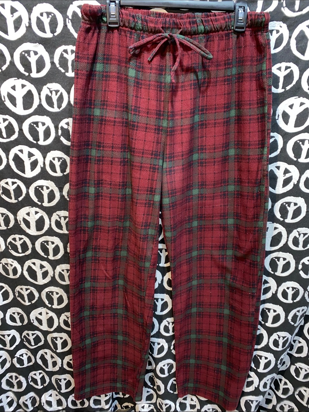 CLUB ROOM RED PLAID POLYESTER PAJAMA PANTS SZ L